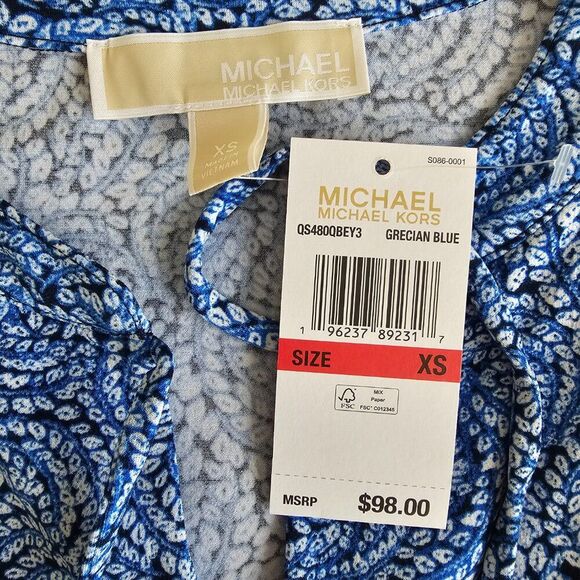 Michael Kors Sleeveless Ruffle Hem Dress NWT Size XS Grecian Blue - Picture 6 of 7